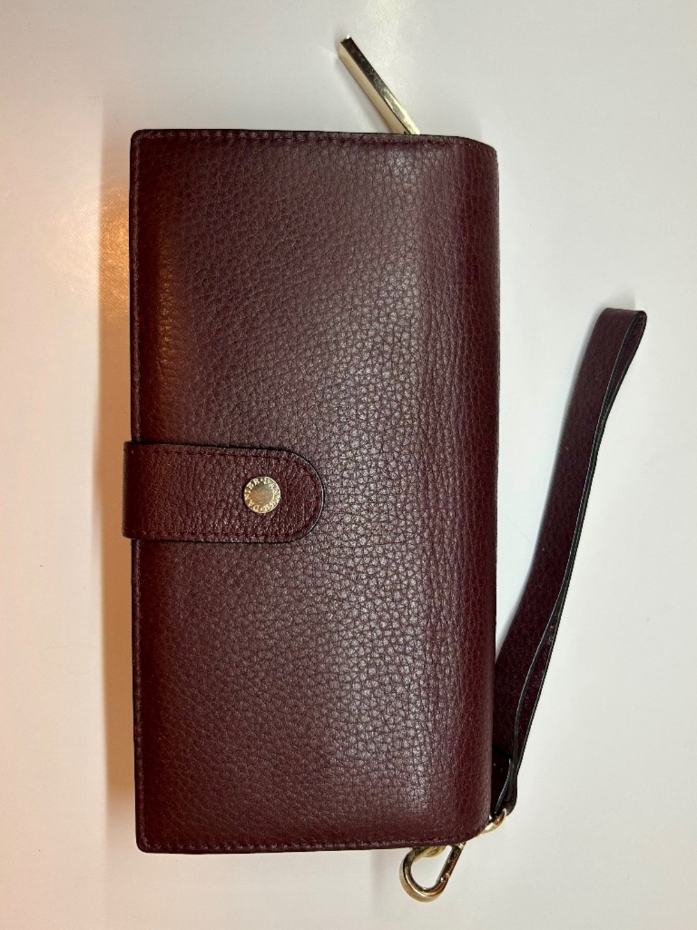 Danier Women’s Leather Long Wallet Multi ID Card Holder Clutch Purse Burgundy